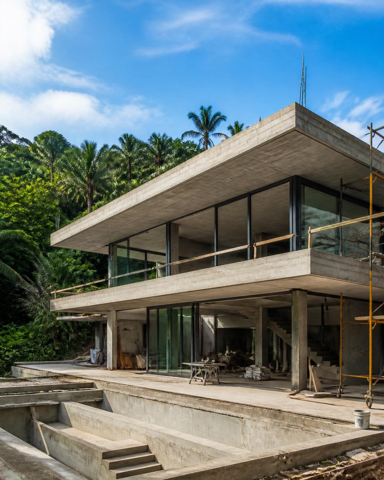 Casa moderna en construcción en Costa Rica